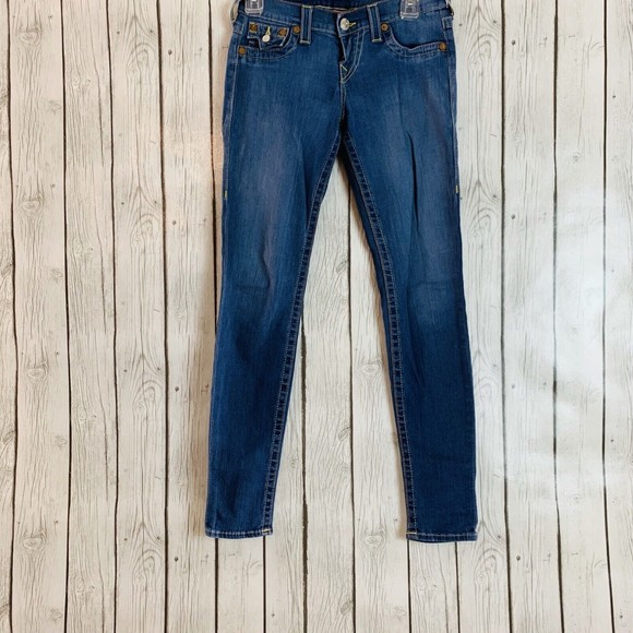 Womens True Religion Misty Stretch Skinny Denim Blue Jeans Size 26 Made In USA - Picture 1 of 8